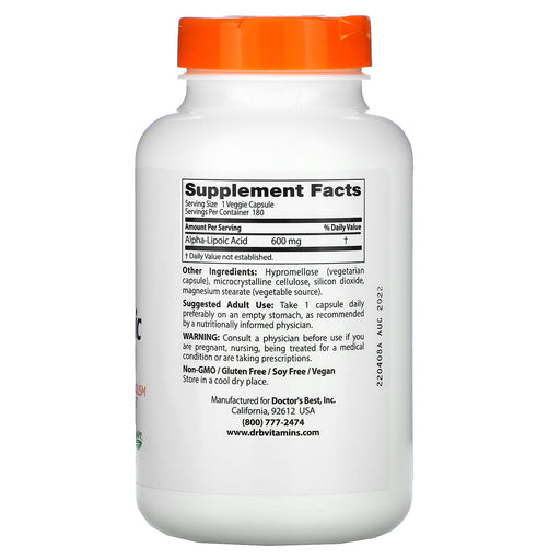Veg. Capsules/600 mg/180 Count