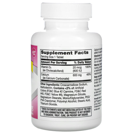00021st Century 600+D3, Calcium & Vitamin D3 Supplement Tablets/600 mg/75 Count