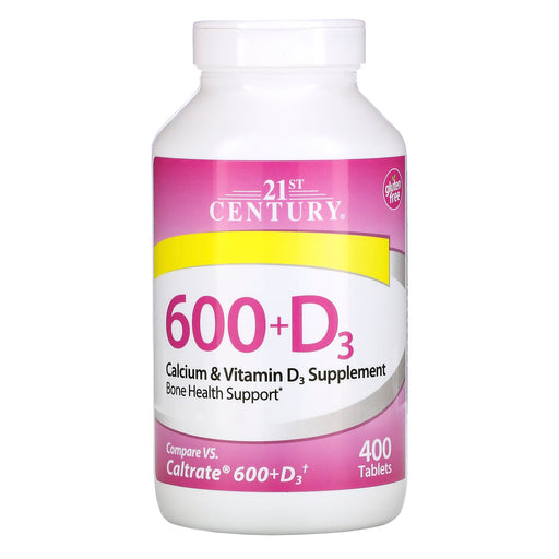 00021st Century 600+D3, Calcium & Vitamin D3 Supplement Tablets/600 mg/400 Count